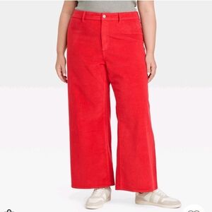 Women's High-Rise Corduroy Sailor Wide Leg Ankle Jeans - Universal Thread Red 17
